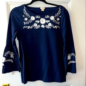 J.Crew Navy embroidered top